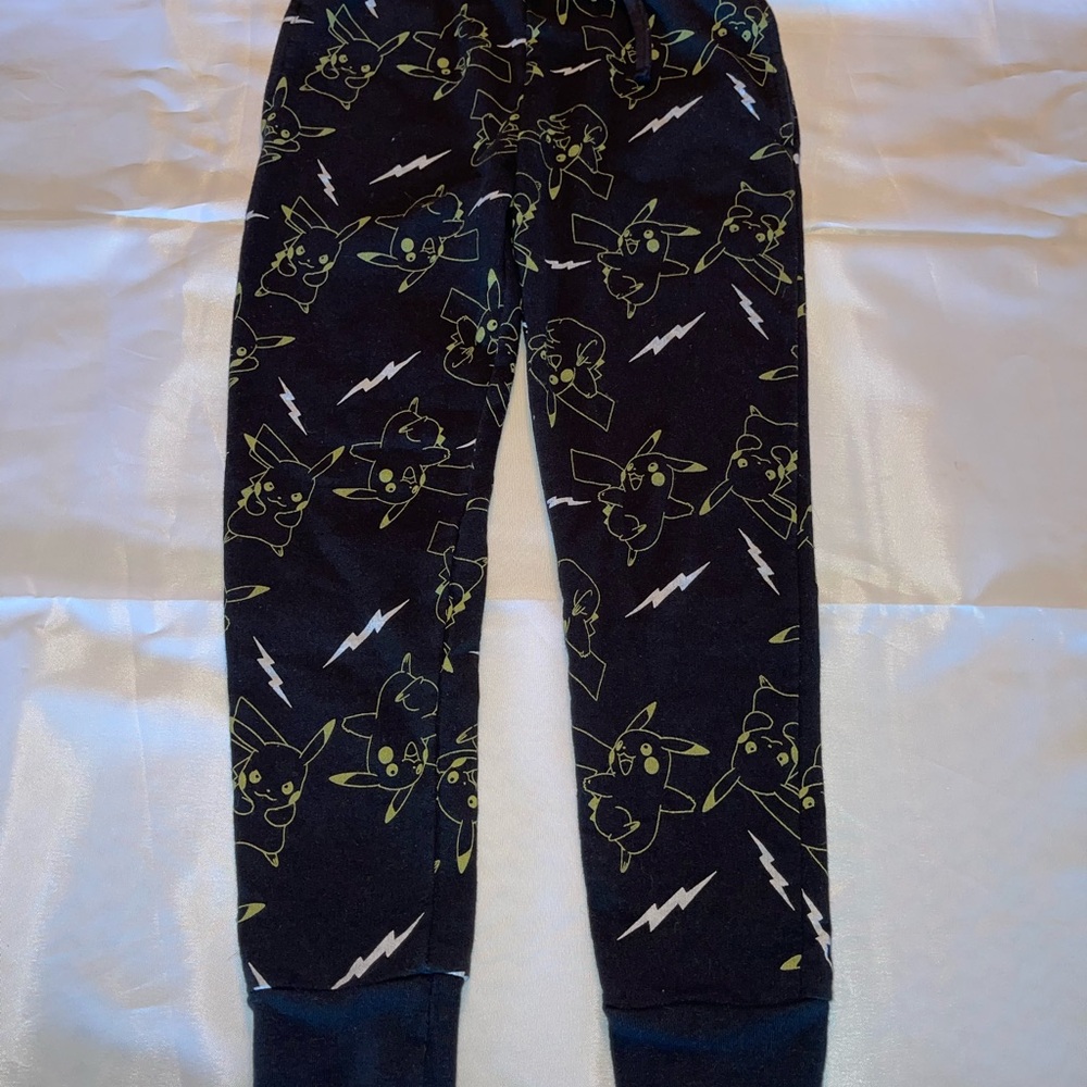 Pokémon Pikachu Boys Girls Black Sweatpants Joggers Size Small With Drawstring
